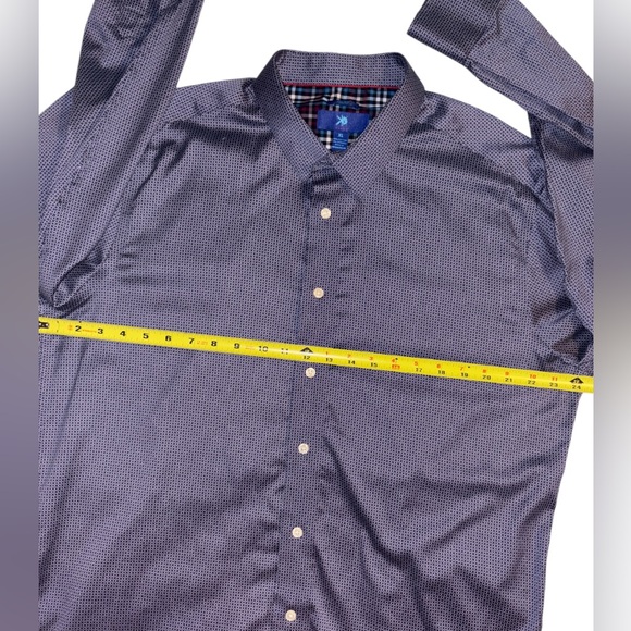 Egara Mens Button Down Dress Shirt Long Sleeve Non Iron Slim Fit Blue XL - Picture 4 of 12